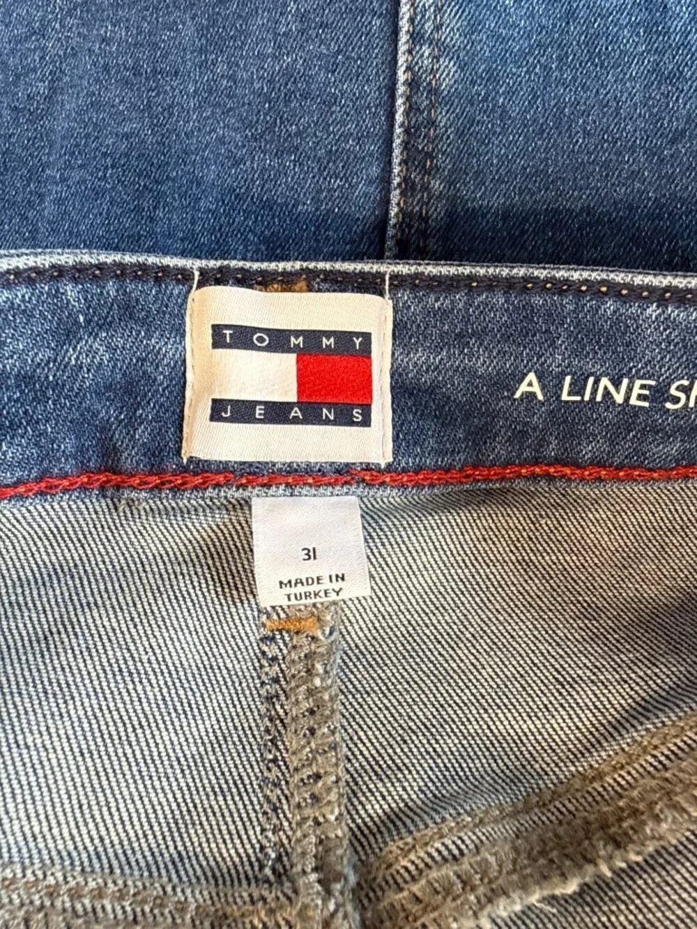 TOMMY JEANS Seam Detail Mini Skirt~Size 31~Denim Medium Wash NWT L17 10